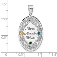 Sterling Silver Rhodium-plated 14K Bezel Crystal Family Pendant view 3