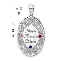 Sterling Silver Rhodium-plated Crystal Family Pendant view 1
