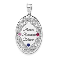 Sterling Silver Rhodium-plated Crystal Family Pendant view 2