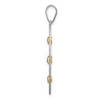 Sterling Silver Rhodium-plated 14K Bezel Crystal Family Pendant view 2