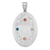 Sterling Silver Rhodium-plated 14K Bezel Crystal Family Pendant view 4