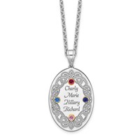 Sterling Silver Rhodium-plated 14K Bezel Crystal Family Pendant view 5