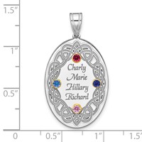 Sterling Silver Rhodium-plated 14K Bezel Crystal Family Pendant view 3