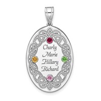 Sterling Silver Rhodium-plated Crystal Family Pendant view 2