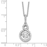 Brilliant Embers Sterling Silver Rhodium-plated 34 Stone with Moving Center Vibrant CZ and Micro Pavé CZ Infinity Necklace with Extender, 2" view 3