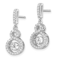 Brilliant Embers Sterling Silver Rhodium-plated 66 Stone CZ Moving Center Vibrant CZ Earrings with Micro Pavé CZ Infinity Dangle Post view 2