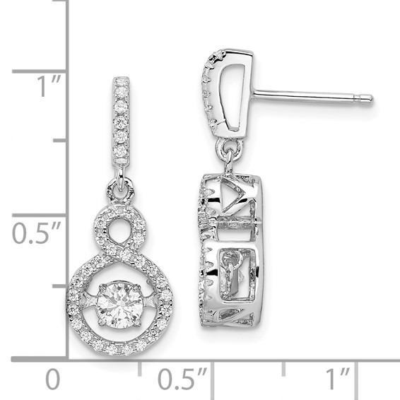 Brilliant Embers Sterling Silver Rhodium-plated 66 Stone CZ Moving Center Vibrant CZ with Micro Pavé CZ Infinity Dangle Post Earrings