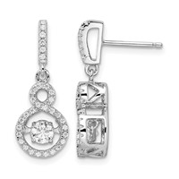 Brilliant Embers Sterling Silver Rhodium-plated 66 Stone CZ Moving Center Vibrant CZ Earrings with Micro Pavé CZ Infinity Dangle Post view 1