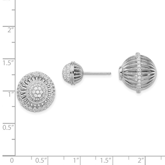 Brilliant Embers Sterling Silver Rhodium-plated 130 Stone Front Back Micro Pavé CZ Earrings