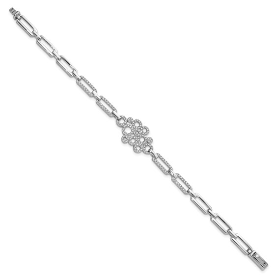 Brilliant Embers Sterling Silver Rhodium-plated 164 stone 7 inch with Box Catch Clasp Micro Pavé CZ Bracelet