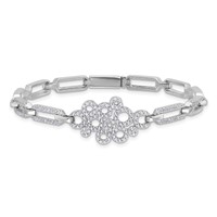 Brilliant Embers Sterling Silver Rhodium-plated 164 Stone Bracelet with Box Catch Clasp Micro Pavé CZ, 7" view 3