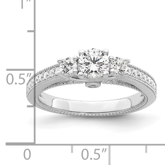 Brilliant Embers Sterling Silver Rhodium-plated 21 Stone Micro Pavé CZ Ring