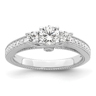 Brilliant Embers Sterling Silver Rhodium-plated 21 Stone Micro Pavé CZ Ring