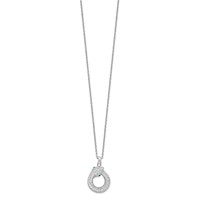 Brilliant Embers Sterling Silver Rhodium-plated 85 Stone Micro Pavé White and Green CZ Snake Necklace with 2 Inch Extender, 18" view 2