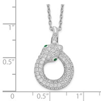 Brilliant Embers Sterling Silver Rhodium-plated 85 Stone Micro Pavé White and Green CZ Snake Necklace with 2 Inch Extender, 18" view 5
