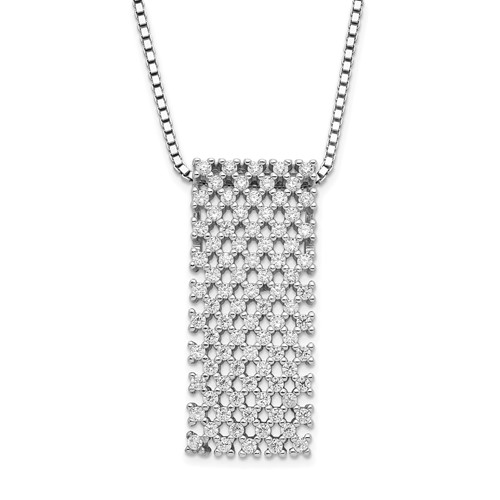 Brilliant Embers Sterling Silver Polished CZ Necklace with Ext, 2"