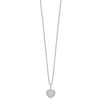 Brilliant Embers Sterling Silver Rhodium-plated 74 Stone Micro Pavé CZ Heart Necklace with 2 Inch Extender, 18" view 2