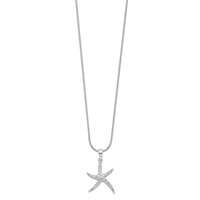 Brilliant Embers Sterling Silver Rhodium-plated 31 Stone Micro Pavé CZ Starfish Necklace with 2 Inch Extender, 18" view 2