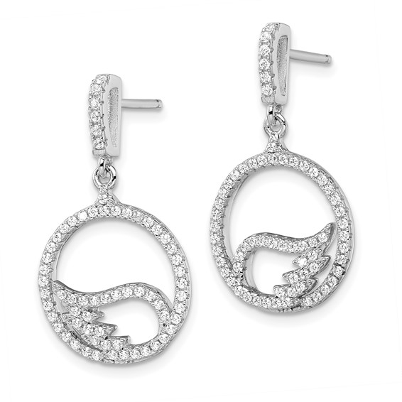 Brilliant Embers Sterling Silver Rhodium-plated 128 Stone Micro Pavé CZ Wing Dangle Post Earrings