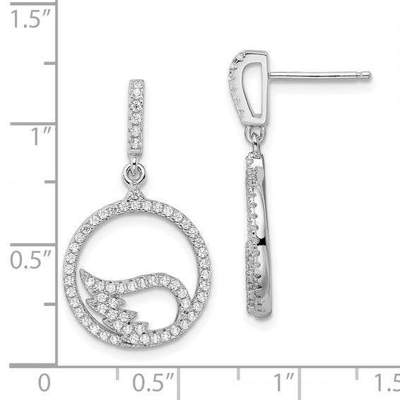 Brilliant Embers Sterling Silver Rhodium-plated 128 Stone Micro Pavé CZ Wing Dangle Post Earrings