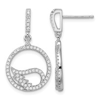 Brilliant Embers Sterling Silver Rhodium-plated 128 Stone Micro Pavé CZ Wing Dangle Post Earrings view 1