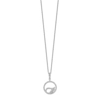 Brilliant Embers Sterling Silver Rhodium-plated 67 Stone Micro Pavé CZ Wing Necklace with 2 Inch Extender, 18" view 2