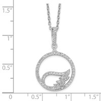 Brilliant Embers Sterling Silver Rhodium-plated 67 Stone Micro Pavé CZ Wing Necklace with 2 Inch Extender, 18" view 5