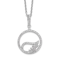 Brilliant Embers Sterling Silver Rhodium-plated 67 Stone Micro Pavé CZ Wing Necklace with 2 Inch Extender, 18" view 1
