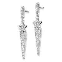 Brilliant Embers Sterling Silver Rhodium-plated 108 Stone Micro Pavé CZ Star Dangle Post Earrings view 2