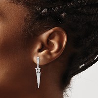 Brilliant Embers Sterling Silver Rhodium-plated 108 Stone Micro Pavé CZ Star Dangle Post Earrings view 3