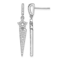 Brilliant Embers Sterling Silver Rhodium-plated 108 Stone Micro Pavé CZ Star Dangle Post Earrings view 1