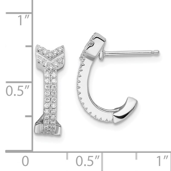 Brilliant Embers Sterling Silver Rhodium-plated 76 Stone Micro Pavé CZ Arrow Earrings