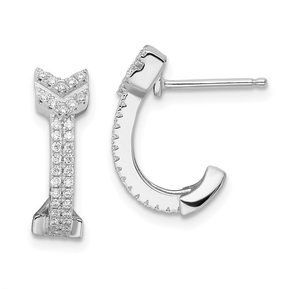 Brilliant Embers Sterling Silver Rhodium-plated 76 Stone Micro Pavé CZ Arrow Earrings