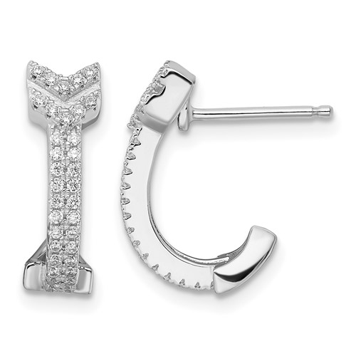Brilliant Embers Sterling Silver Rhodium-plated 76 Stone Micro Pavé CZ Arrow Earrings