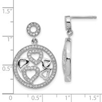 Brilliant Embers Sterling Silver Polished CZ Heart Circle Post Dangle Earrings view 3
