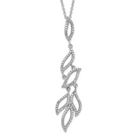 Brilliant Embers Sterling Silver Rhodium-plated Fancy CZ Necklace with Ext, 2" view 1