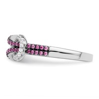 Brilliant Embers Sterling Silver Rhodium-plated 64 Stone Micro Pav‚ Red and White CZ Love Knot Ring view 3