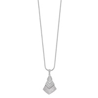 Brilliant Embers Sterling Silver Rhodium-plated 153 Stone Micro Pavé CZ Necklace with 2 Inch Extender, 18" view 2