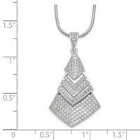 Brilliant Embers Sterling Silver Rhodium-plated 153 Stone Micro Pavé CZ Necklace with 2 Inch Extender, 18" view 3