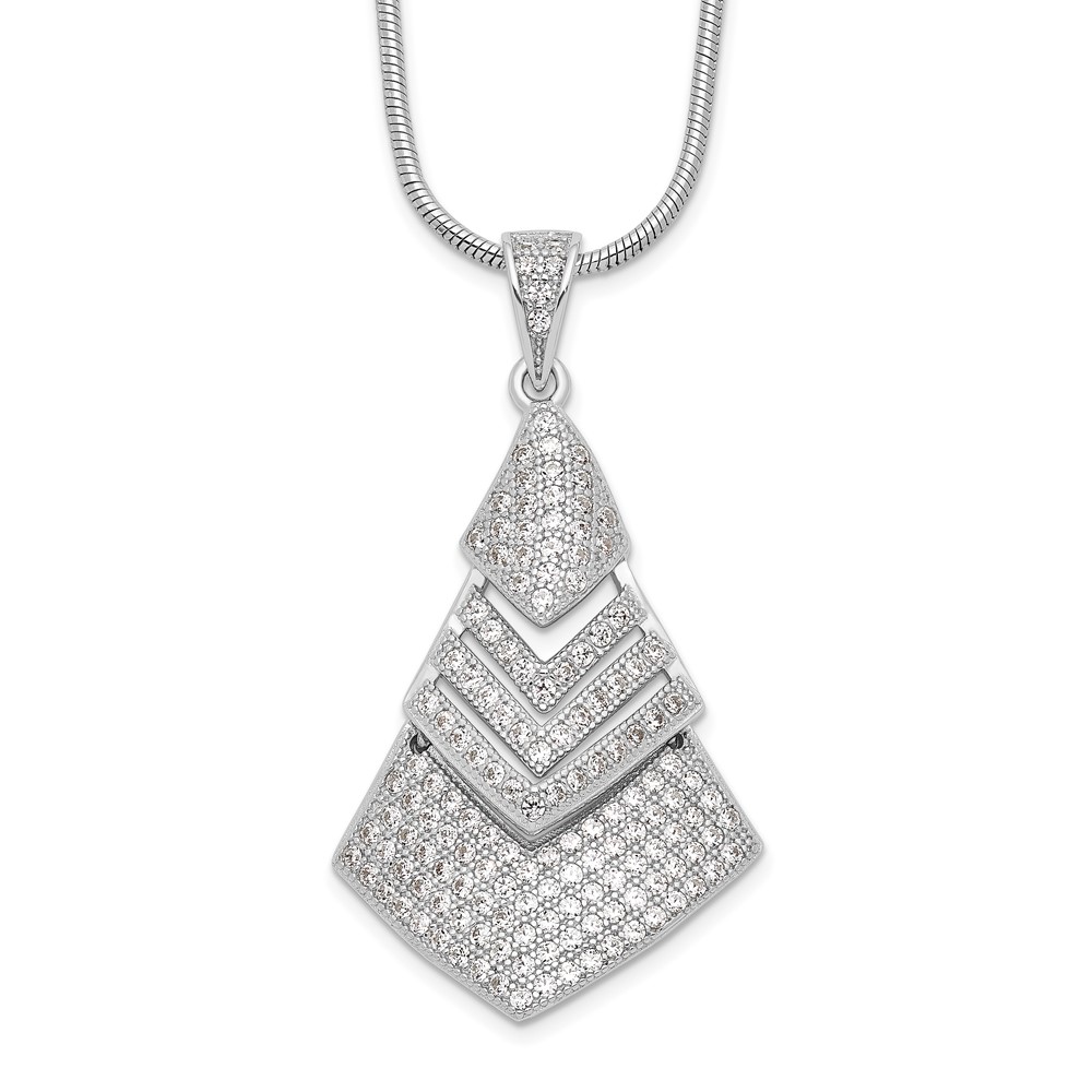 Brilliant Embers Sterling Silver Rhodium-plated 153 Stone Micro Pavé CZ Necklace with 2 Inch Extender, 18"