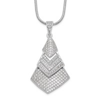 Brilliant Embers Sterling Silver Rhodium-plated 153 Stone Micro Pavé CZ Necklace with 2 Inch Extender, 18" view 1