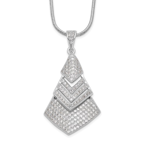 Brilliant Embers Sterling Silver Rhodium-plated 153 Stone Micro Pavé CZ Necklace with 2 Inch Extender, 18"