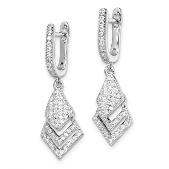 Brilliant Embers Sterling Silver Rhodium-plated 114 Stone Micro Pavé CZ Hinged Dangle Earrings