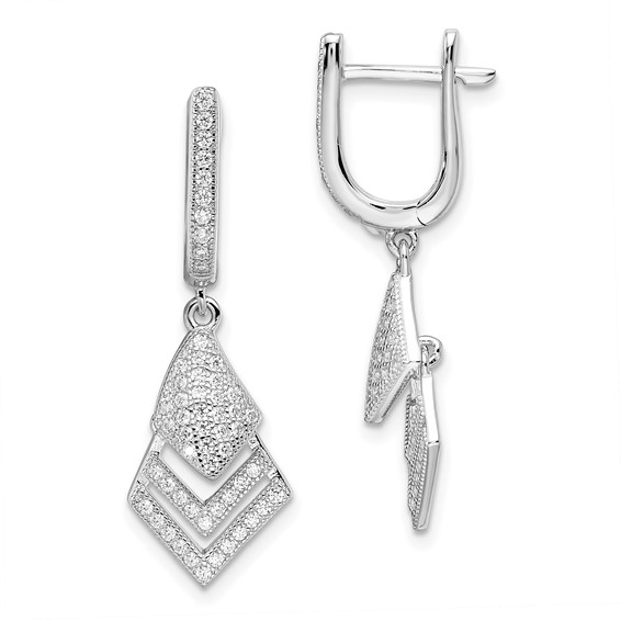 Brilliant Embers Sterling Silver Rhodium-plated 114 Stone Micro Pavé CZ Hinged Dangle Earrings
