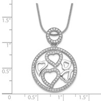 Sterling Silver Rhod-Plated CZ Brilliant Embers Polished Heart Necklace view 4