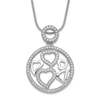 Sterling Silver Rhod-Plated CZ Brilliant Embers Polished Heart Necklace view 1