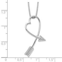 Brilliant Embers Sterling Silver Rhodium-plated 22 Stone Micro Pavé CZ Arrow Heart Necklace with 2 Inch Extender, 18" view 4