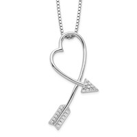 Brilliant Embers Sterling Silver Rhodium-plated 22 Stone Micro Pavé CZ Arrow Heart Necklace with 2 Inch Extender, 18" view 1