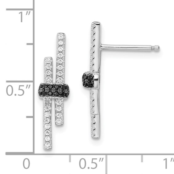 Brilliant Embers Sterling Silver Rhodium-plated 72 Stone Black Spinel and Micro Pavé CZ Earrings