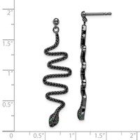 Brilliant Embers Sterling Silver Rhodium-plated 170 Stone Green and Black Spinel Snake Post Dangle Earrings view 4